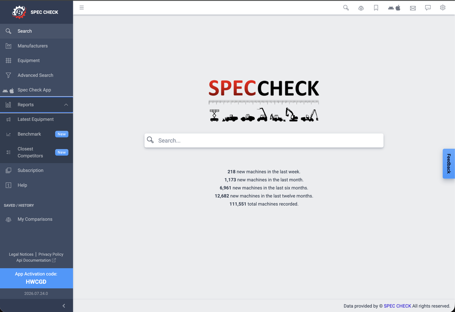 Spec Check Corporate Portal home screen in its default, unbranded styling